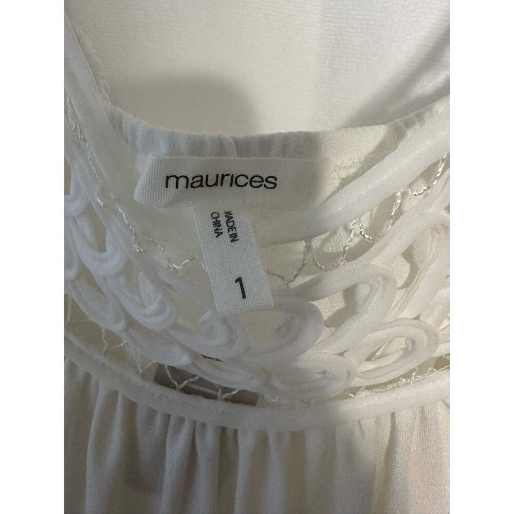 Maurices Tunic Lace Top White Sleeveless Sheer 100% Rayon Women's Size 1 - Picture 3 of 3